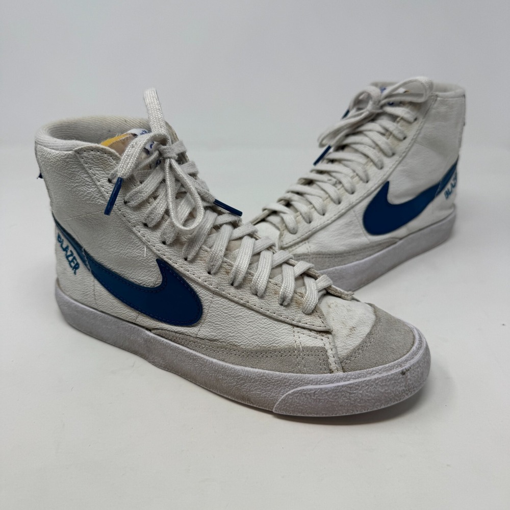 Nike Blazer Mid '77 Comfort Athletic Shoes Sneaker White and Blue Men's 6.5